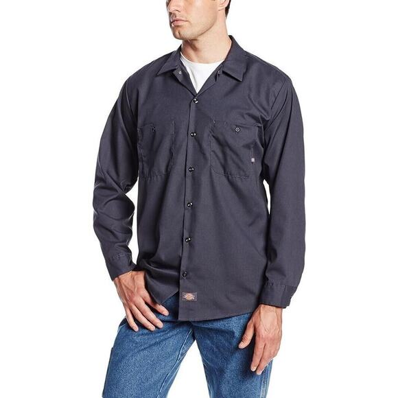 Dickies Occupational Workwear LL535CH Men's Long Sleeve Dark Charcoal Size 4X - Picture 1 of 2